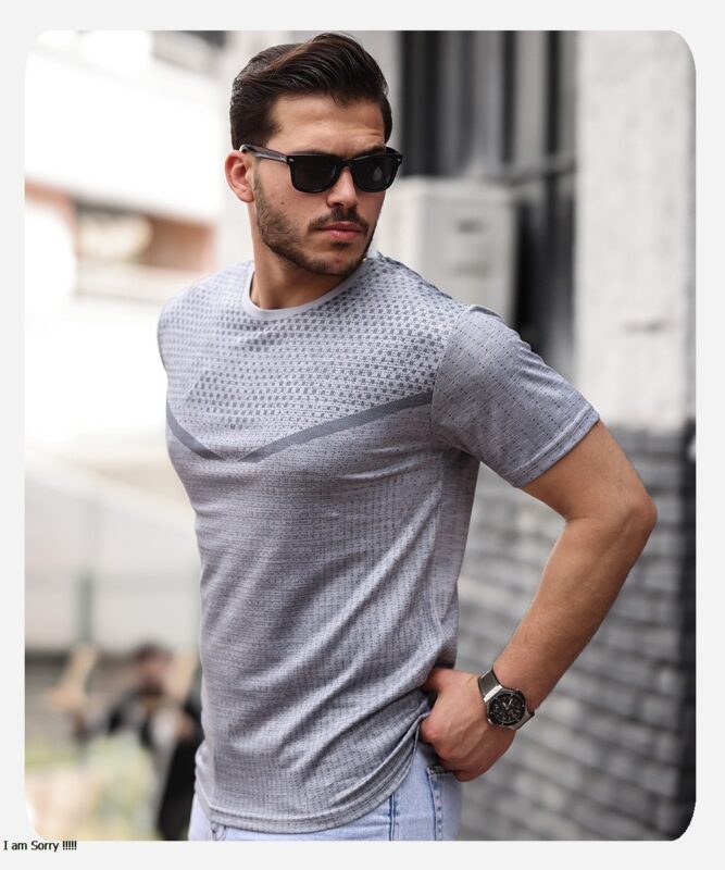 Mens Style Mikro Desenli Sıfır Yaka Tişört